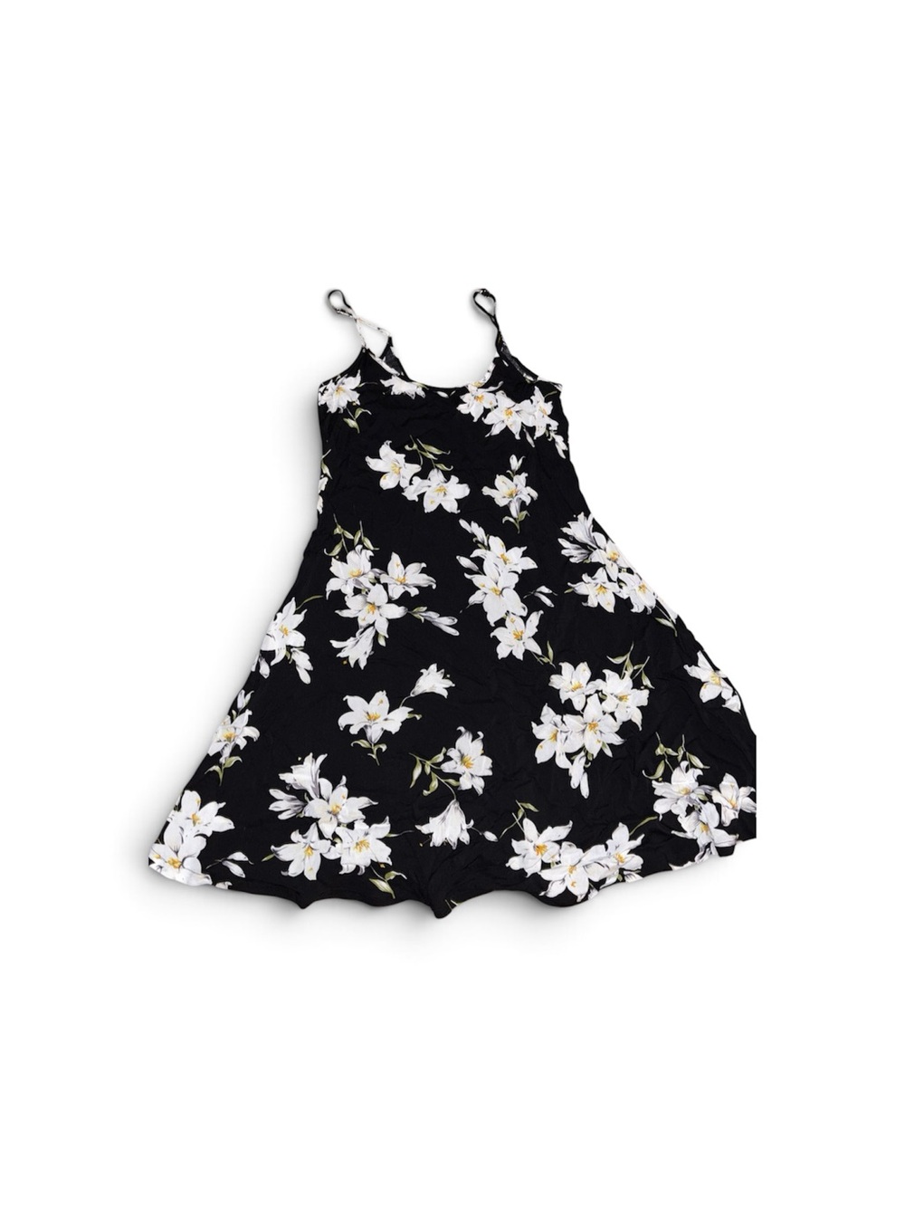 Black Floral Asymmetrical Slip Dress